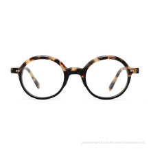 Factory Low Price Vintage Round Black Tortoise Acetate Glasses Frames Computer Eyeglasses For Wholesale